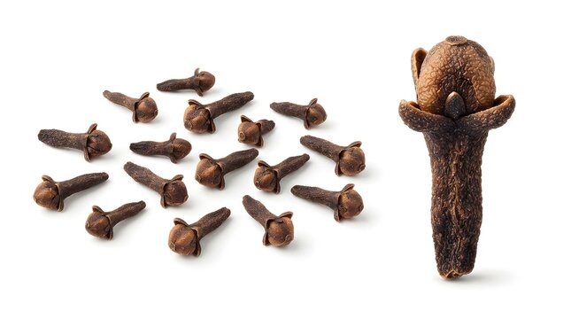 Clove buds scattered with whole clove
