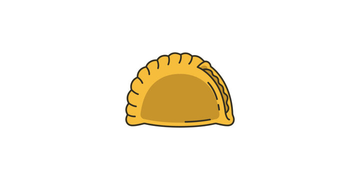 Single delicious hand held savory empanada pastry illustration.