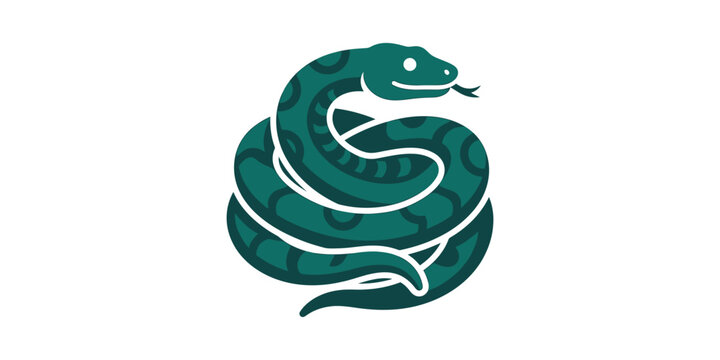 Stylized coiled green snake logo illustration on white background.