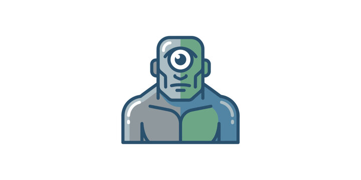 Stylized cyclops monster character illustration with one eye.