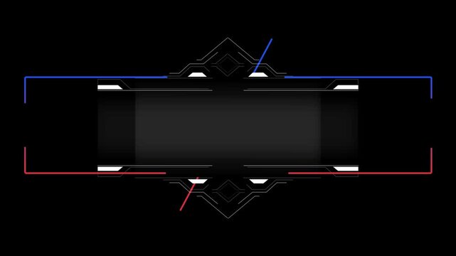 Three digital horizontal bars with glowing blue and red lines on a black background