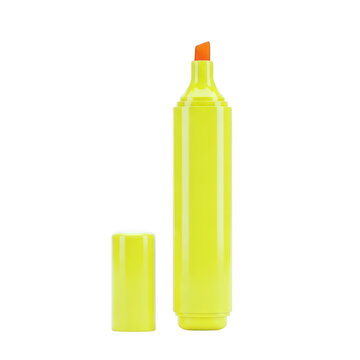 Bright yellow highlighter marker with cap
