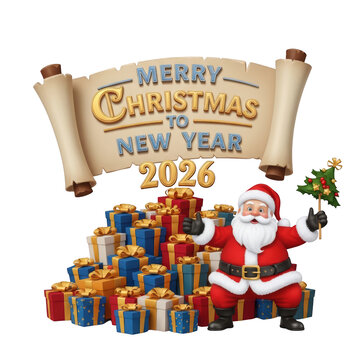 Santa Claus Holding Christmas Tree.