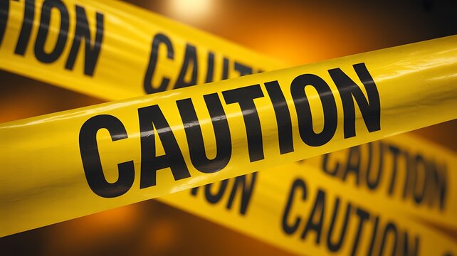 Caution warning tape creating a safety and danger concept with blurred background