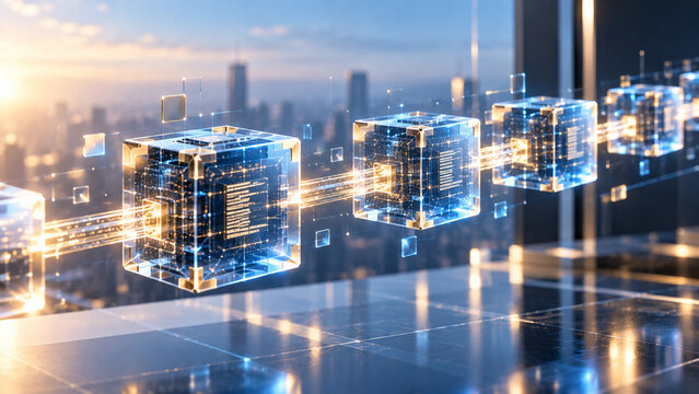 Blockchain digital ledger network concept
