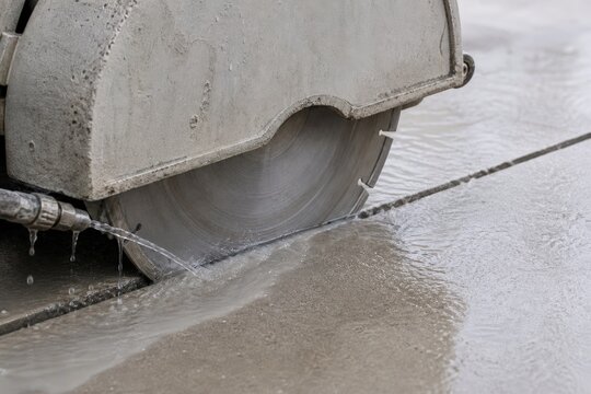 Silica Dust Safety Water nozzle targets the concrete saw cutting point