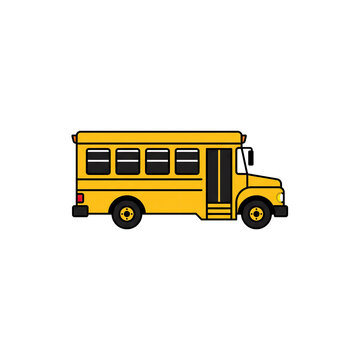 Yellow School Bus Cutout Object Shown from the Side View