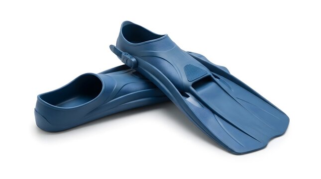 Blue diving fins on a flat surface