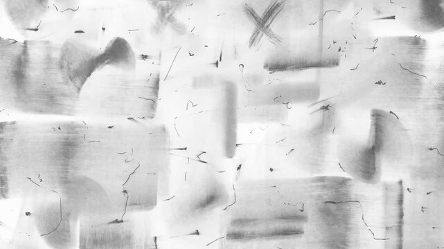 Abstract grunge hand drawn scribble on white paper stop motion. Ink and paint brush strokes texture.