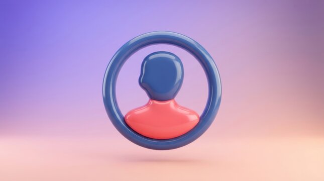 User profile avatar circle 3d icon featuring sleek human silhouette for digital account interface