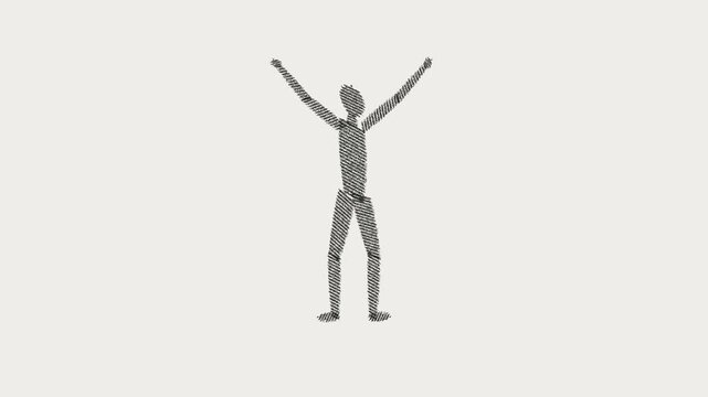 Stick figure performing aerobic jumping exercise