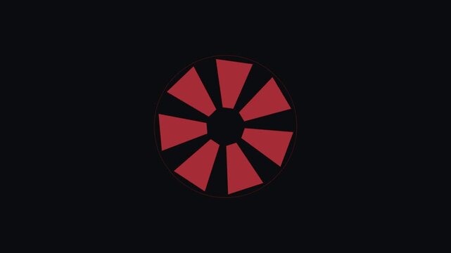 Expanding crimson geometric segments in circular formation