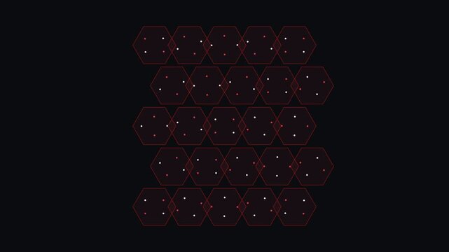 Hexagonal lattice with shifting crimson and white nodes