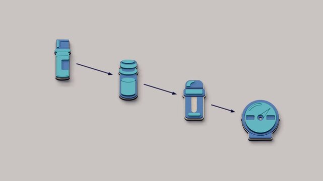 Declining test signals are compared with blank and positive controls to assess the threshold and decide whether the batch can proceed. Flat 3D style with smooth matte surfaces.