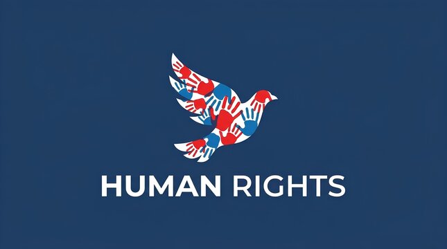 Dove symbol made of diverse hands for human rights.