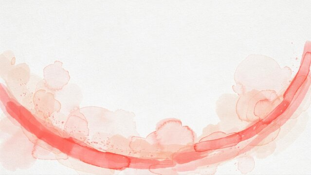 Soft coral pink watercolor wash with curved brushstroke on white paper