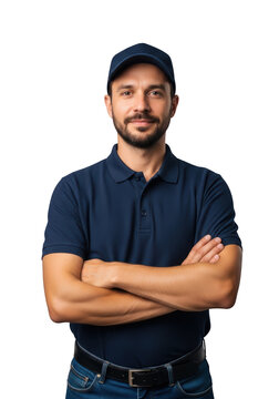 Smiling man with arms crossed portrait.