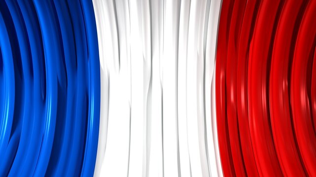 Fond aux couleurs du drapeau fran&ccedil;ais avec texture ondul&eacute;e, rendu 3D &mdash; &Eacute;lection pr&eacute;sidentielle 2027