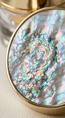Fototapeta premium Closeup of Mother of Pearl Compact with Iridescent Pattern