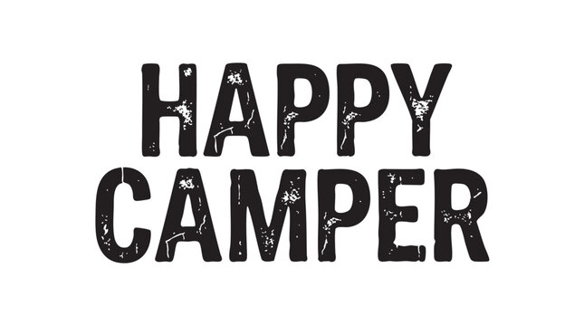 happy camper black silhouette with line art vector icon black silhouette with line art vector pair icon