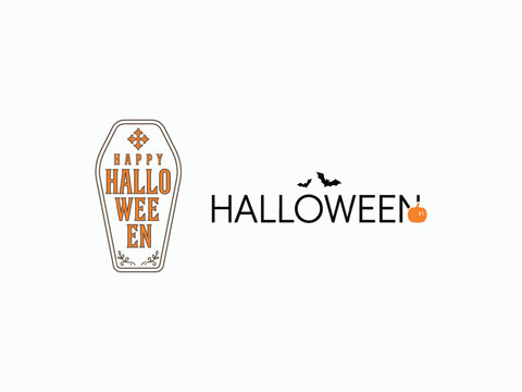 Hand drawn halloween illustration featuring a mummy and spooky typography