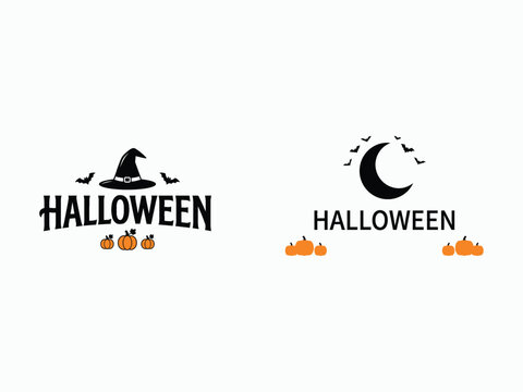 Two halloween designs featuring a witch's hat and a crescent moon with pumpkins