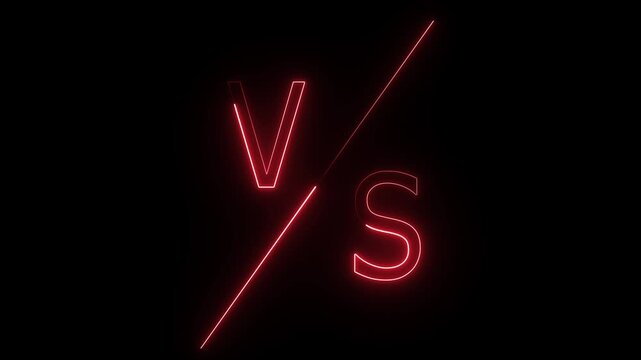 A glowing red neon "V/S" sign on a dark background, which appears to be a digital graphic or stock element.