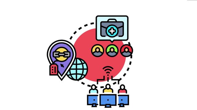 Local community members connecting online, collaborating to provide professional service and support, fostering cooperation and shared resources for mutual benefit