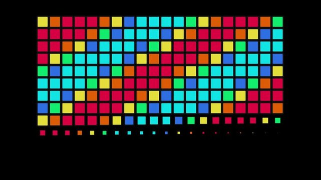 Population grid cells infographic animation with colorful squares representing data statistics and demographic concept