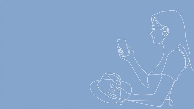 Minimalist One Line Drawing Animation of Airplane Windows Scene