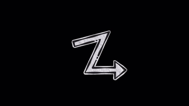 Hand drawn animated arrow shaped like the letter Z.