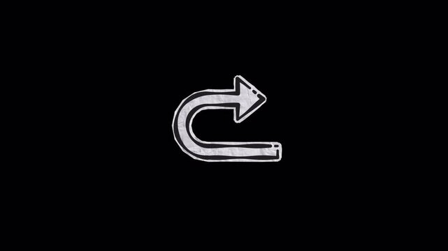 U Turn Arrow Icon Animated Graphic on Black Background.