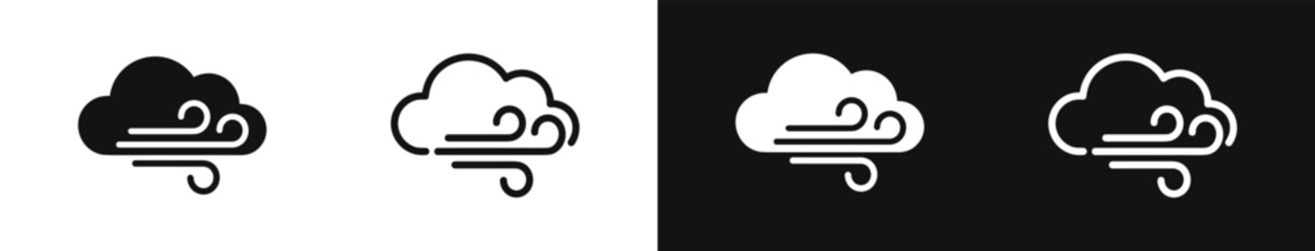 Windy weather cloud icon set vector illustration