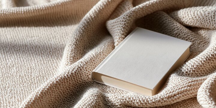 Blank book on cozy knitted blanket