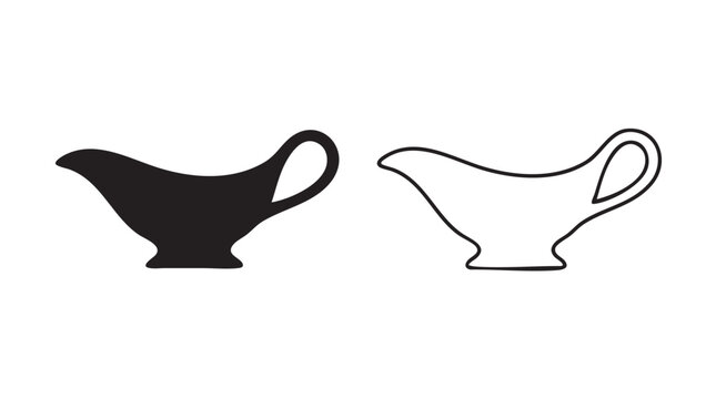 hollandaise sauce bowl vector pair icon black silhouette black silhouette with line art vector pair icon