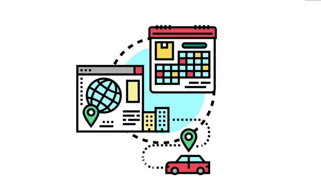 System tracking and alerting current location, integrating scheduling, online mapping, and vehicle movement for precise geographical information and real time notifications