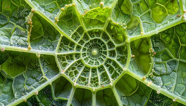 Fractal green leaf pattern creating a mesmerizing and infinite tunnel of natural geometry