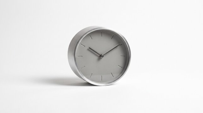 Modern Minimalist White Desk Clock with Sleek Design Isolated on White Background for Office and Home Interior Decor