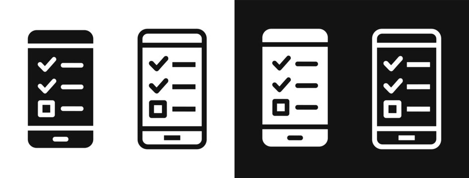 Mobile phone with checklist and task list app icon set