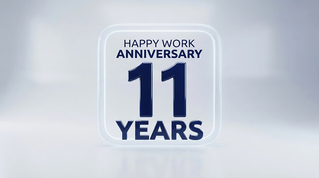 Happy 11th work anniversary celebration card with pixelated background design