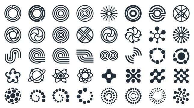 A collection of various abstract circular and geometric vector icons.