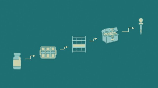 Sample intake proceeds through receiving, rack placement and sealing into cold storage, maintaining chain of custody before the run begins. Flat 3D style with a dry silkscreen texture.