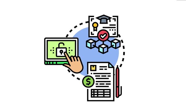 Digital login verification process ensuring secure account access. Involving financial data. And confirming identity or achievement through interconnected data elements