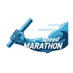 Naklejka premium Dynamic Arm Holding Baton Expressing Athletic Speed And Endurance