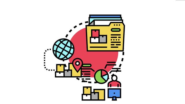 Logistics coordinator managing tasks like inventory organization. Global transportation. Delivery tracking. And data analysis using digital tools