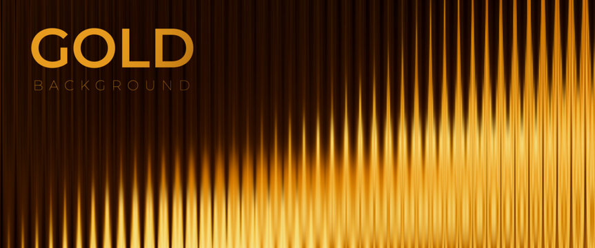 Dark golden ribbed glass texture background with vertical lines and luminous reflections. Abstract metallic gradient with glossy glow and smooth light effect. Luxury backdrop for modern design.