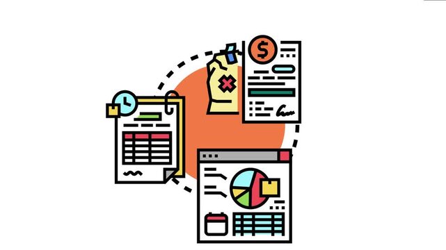 Reverse logistics system visualizing product returns, refund documentation, tracking information, and data analysis for efficient supply chain and customer service operations