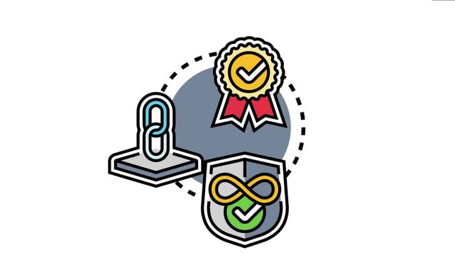 Long lasting durability concept presented with a quality award emblem, a strong chain link, and a protective shield featuring an infinite symbol, representing reliability and endurance