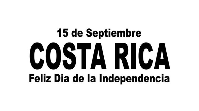 Costa rica independence day text animation. Great for patriotic celebrations and festive promotions.