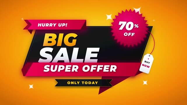 Big sale super offer banner with 70 percent off